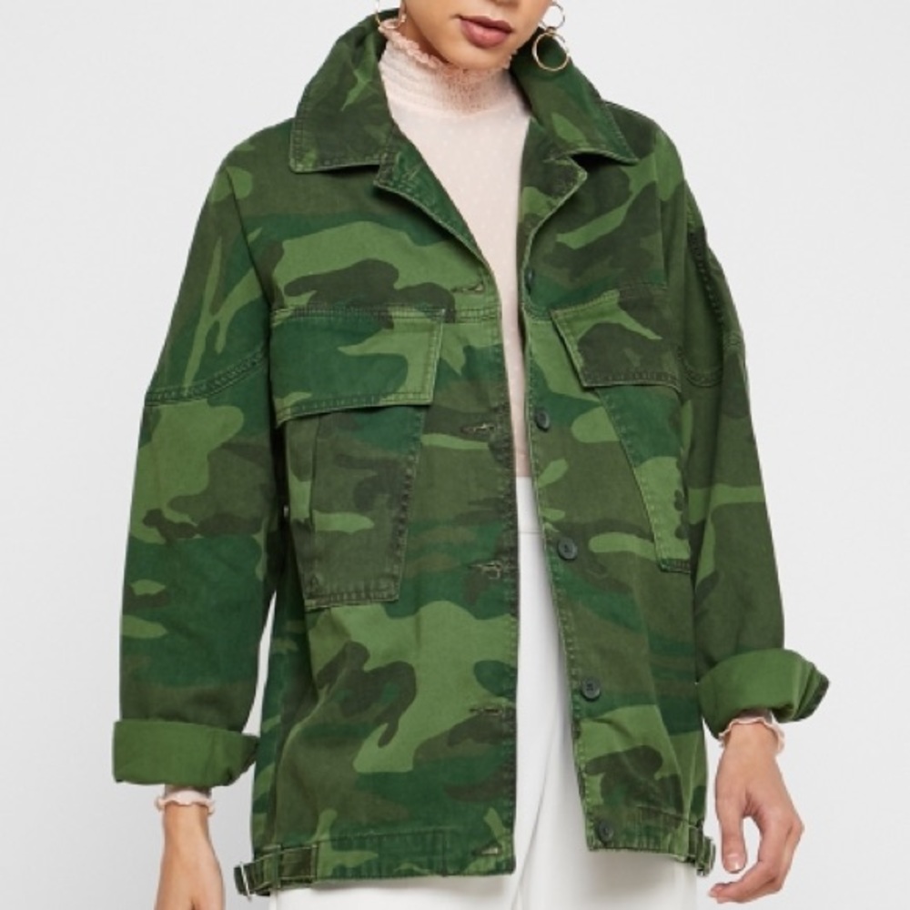 Altered Topshop Oversized Camouflage Shacket